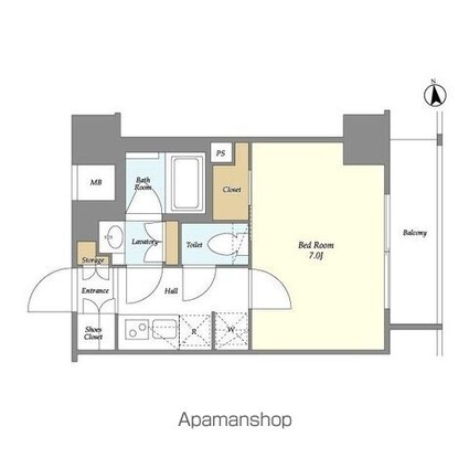 Ｔｈｅ　Ｇｒａｎｄ　Ｂｌｏｓｓｏｍ[1K/24.66m2]の間取図