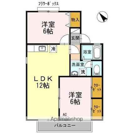 グリーンタウン杉原　Ｃ棟[2LDK/53.73m2]の間取図