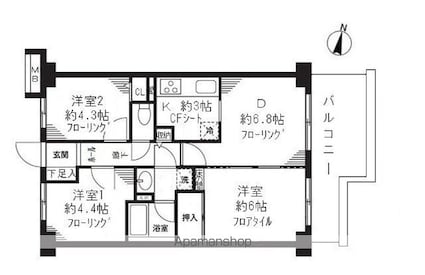 東京都練馬区上石神井４丁目[3DK/54.6m2]の間取図