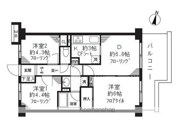 東京都練馬区上石神井４丁目[3DK/54.6m2]の間取図