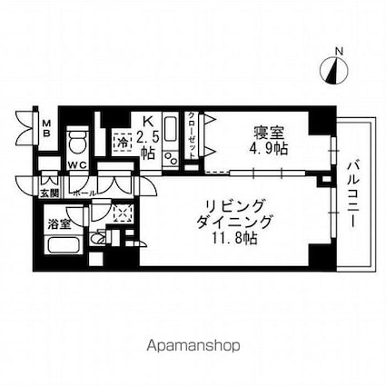 パークフラッツ学芸大学[1LDK/46.43m2]の間取図