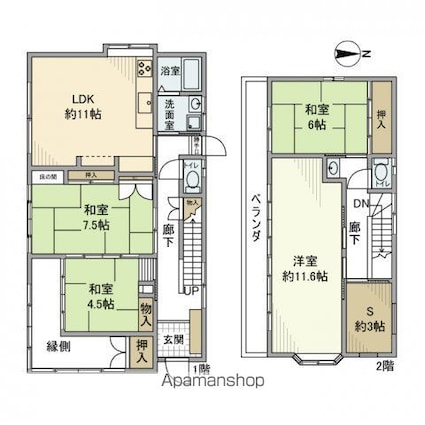 長房町戸建[4SLDK/111.95m2]の間取図