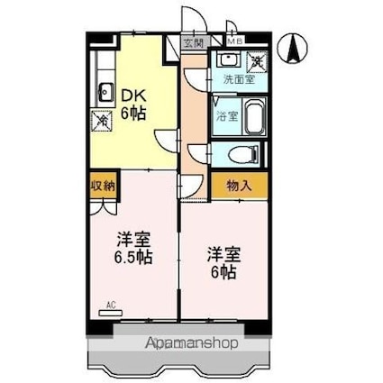 エクレールブラン[2DK/47.17m2]の間取図