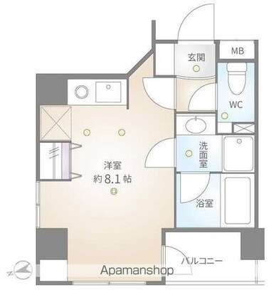 インシティ浜松町[1R/22.32m2]の間取図