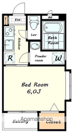 キャッスル初台[1K/21.83m2]の間取図