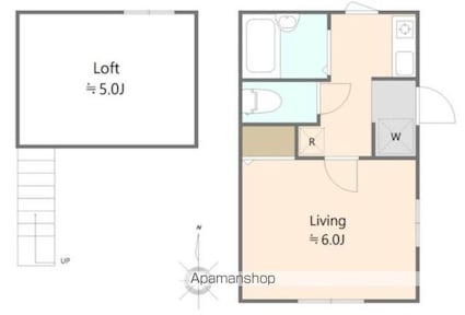 アールフラット中落合[1K/18.98m2]の間取図