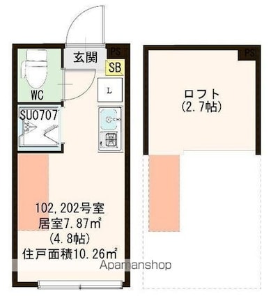 ハーモニーテラス中板橋Ⅲ[1R/10.26m2]の間取図