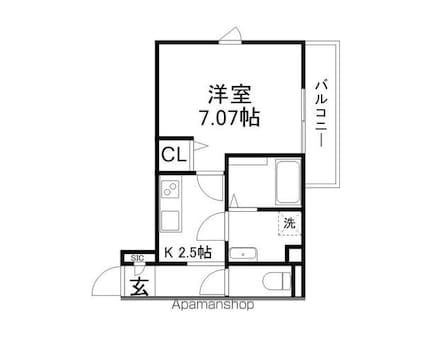 Ｓｕｒｆｉｎｉａ堅田[1K/26.33m2]の間取図