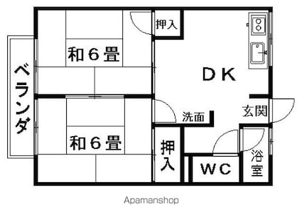 長野県長野市上松５丁目[2DK/40m2]の間取図