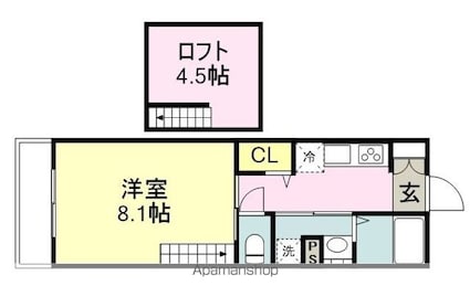 メゾン・ド・ラズリ立川[1K/32.34m2]の間取図