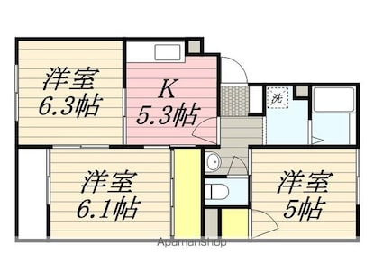 横浜上郷ハイツ[3K/51.66m2]の間取図