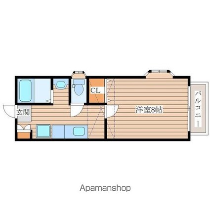 サンヒルズ国見四番館[1K/26.91m2]の間取図