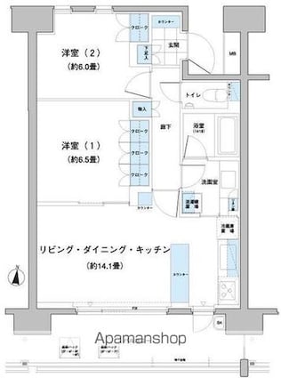 ガーデニエール砧レジデンス[1SLDK/61.82m2]の間取図