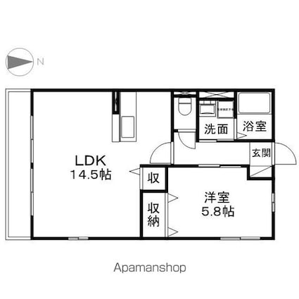 長野県長野市中御所２丁目[1LDK/47.77m2]の間取図