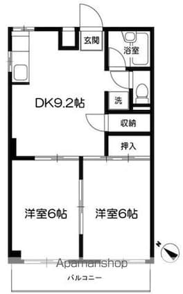 弥生ビル[2DK/44.71m2]の間取図