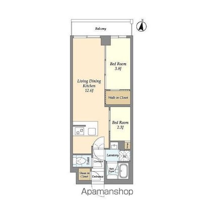 アジールコート練馬中村橋[2LDK/42.52m2]の間取図