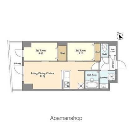 アルファコート曳舟２[2LDK/43.25m2]の間取図