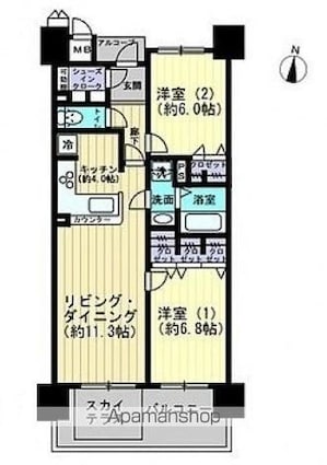ロイヤルガーデン高松駅西オーシャンビュー弐番館[2LDK/62.13m2]の間取図