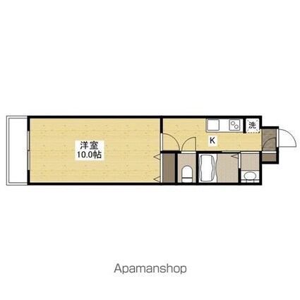 広島県広島市中区河原町[1K/29.6m2]の間取図