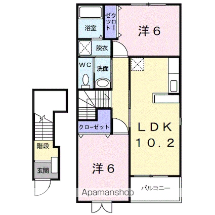 ボーヴィラージュ[2LDK/57.02m2]の間取図