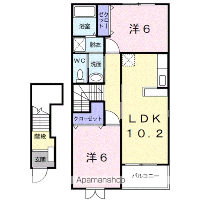 ボーヴィラージュ[2LDK/57.02m2]の間取図