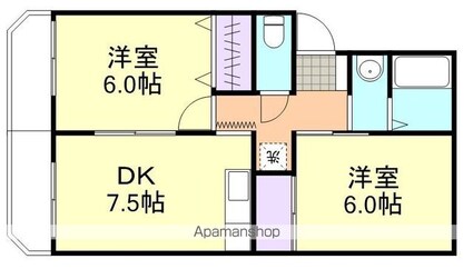 ハイコートジェム[2DK/45.48m2]の間取図