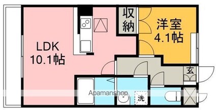 クラージュ（中新田）[1LDK/33.05m2]の間取図