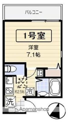 アクティ氷川台[1K/19.95m2]の間取図