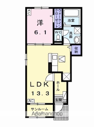 岐阜県岐阜市河渡４丁目[1LDK/50.01m2]の間取図