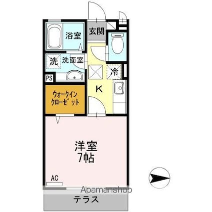 シェルハウス上中里　Ｃ[1K/26.77m2]の間取図