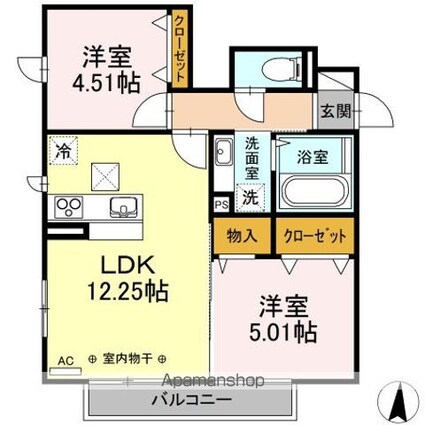 グリシーナ　Ｉ[2LDK/51.93m2]の間取図