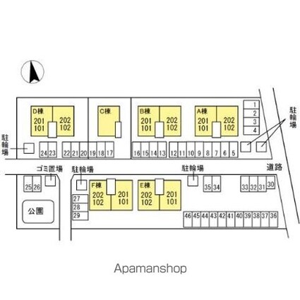 ロイヤルガーデンミルフィー　Ｂ棟[2LDK/55.45m2]の配置図