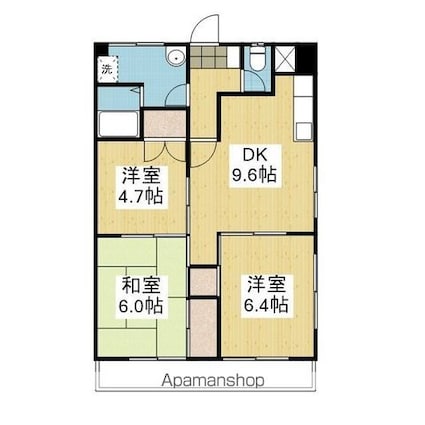シャルマンコーポ垣生[3DK/61.2m2]の間取図