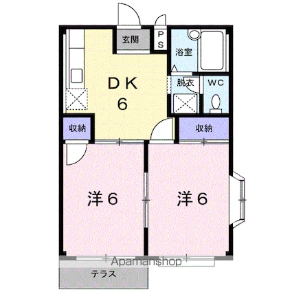 エルディム川島Ｂ[2DK/39.74m2]の間取図