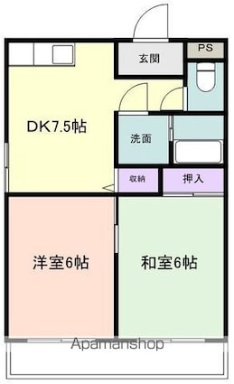 シャールズ園部[2DK/44.72m2]の間取図