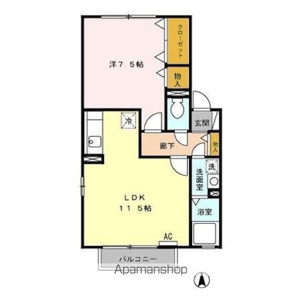 ドミール六条[1LDK/45.38m2]の間取図