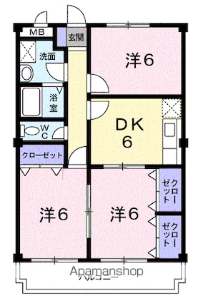 サニーヒルオオツキ[3DK/55.84m2]の間取図