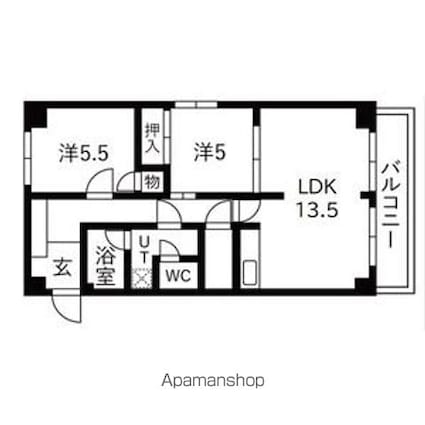 池之端パークハイツ[2LDK/60.13m2]の間取図