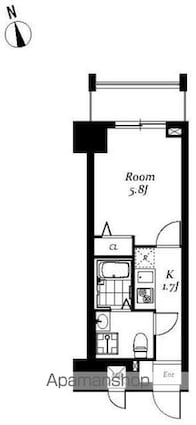 レジディア浅草吾妻橋[1K/21.84m2]の間取図