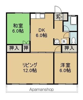 崎原第３マンション[3DK/62m2]の間取図