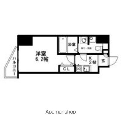 カレント今池[1K/24.32m2]の間取図