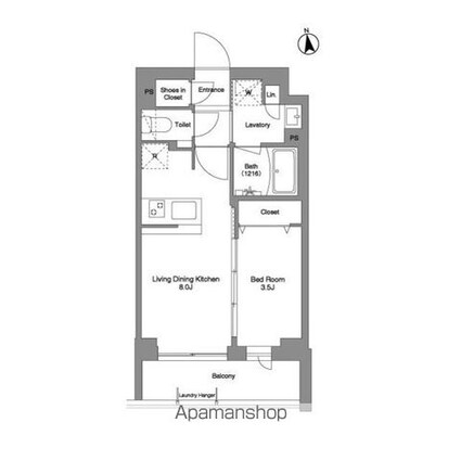 コンフォリア戸越公園[1LDK/30.24m2]の間取図