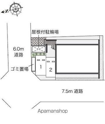 レオパレスハピネスオリーブ[1K/19.87m2]の配置図