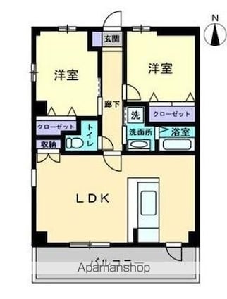 フィネス多賀Ⅱ[2LDK/59.91m2]の間取図