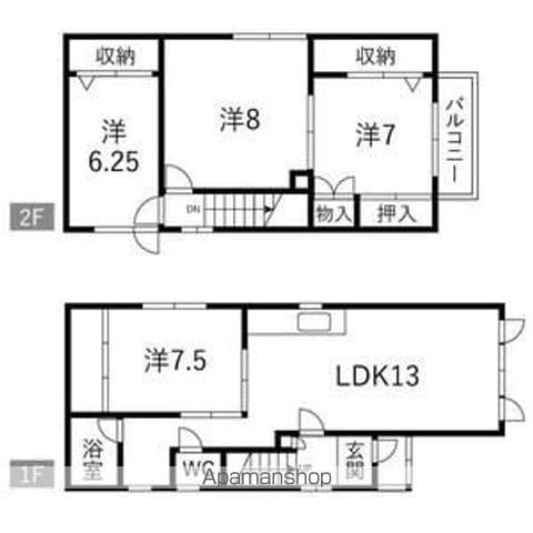 札沼線 太平駅 徒歩3分 2階建 築47年の間取り写真