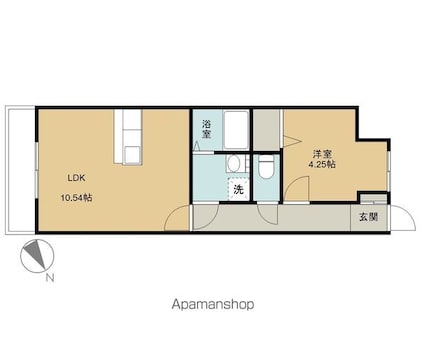 ポラリス北山[1LDK/36.21m2]の間取図