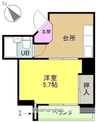 サンモール天王崎[1DK/23.39m2]の間取図