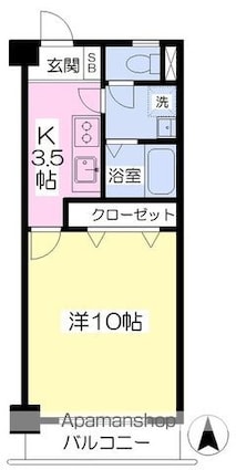 フォルテ小坂[1K/30.58m2]の間取図