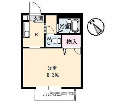 徳島県徳島市安宅１丁目[1K/25.13m2]の間取図