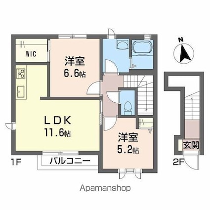 アルカンシエル　Ｃ棟[2LDK/61.91m2]の間取図